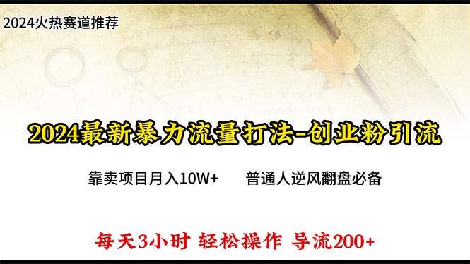 （10151期）2024年最新暴力流量打法，每日导入300+，靠卖项目月入10W+网赚项目-副业赚钱-互联网创业-资源整合华本网创