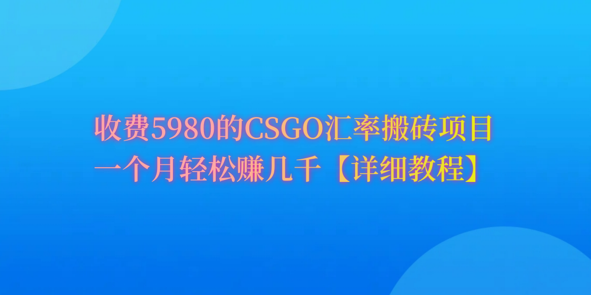 （9776期）CSGO装备搬砖，月综合收益率高达60%，你也可以！网赚项目-副业赚钱-互联网创业-资源整合华本网创