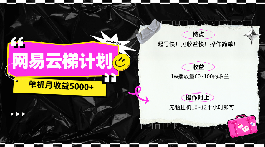 （10063期）最新网易云梯计划网页版，单机月收益5000+！可放大操作网赚项目-副业赚钱-互联网创业-资源整合华本网创