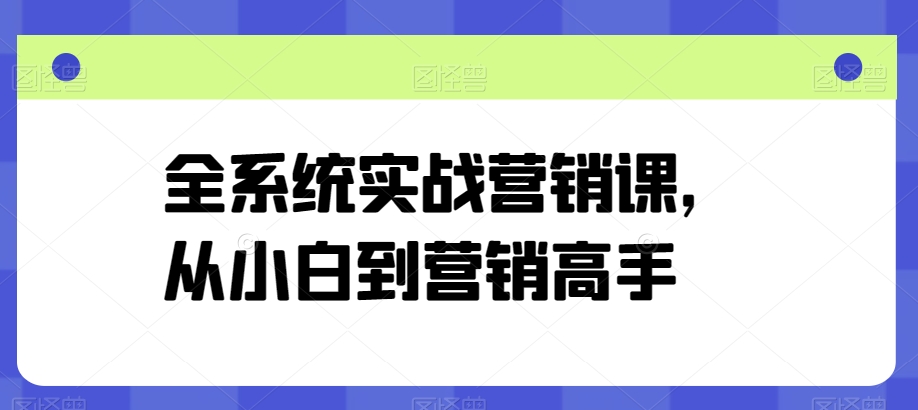 全系统实战营销课，从小白到营销高手网赚项目-副业赚钱-互联网创业-资源整合华本网创