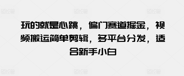 玩的就是心跳，偏门赛道掘金，视频搬运简单剪辑，多平台分发，适合新手小白网赚项目-副业赚钱-互联网创业-资源整合华本网创