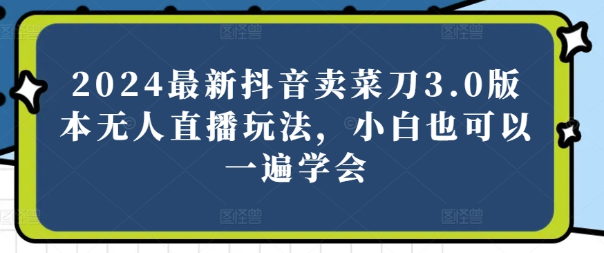 2024最新抖音卖菜刀3.0版本无人直播玩法，小白也可以一遍学会网赚项目-副业赚钱-互联网创业-资源整合华本网创