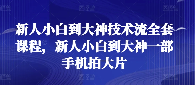 新人小白到大神技术流全套课程，新人小白到大神一部手机拍大片网赚项目-副业赚钱-互联网创业-资源整合华本网创