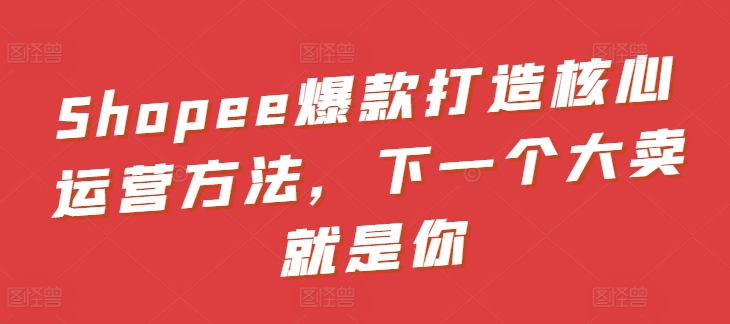 Shopee爆款打造核心运营方法，下一个大卖就是你网赚项目-副业赚钱-互联网创业-资源整合华本网创