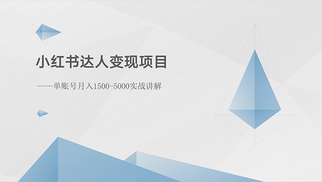 （10720期）小红书达人变现项目：单账号月入1500-3000实战讲解网赚项目-副业赚钱-互联网创业-资源整合华本网创