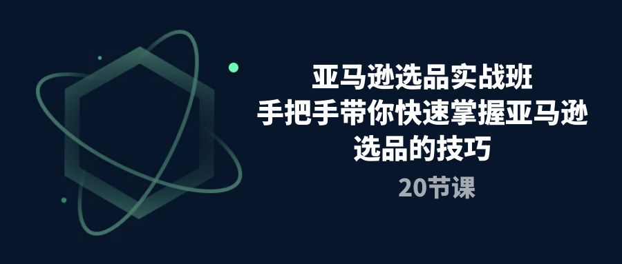 亚马逊选品实战班，手把手带你快速掌握亚马逊选品的技巧（20节课）网赚项目-副业赚钱-互联网创业-资源整合华本网创