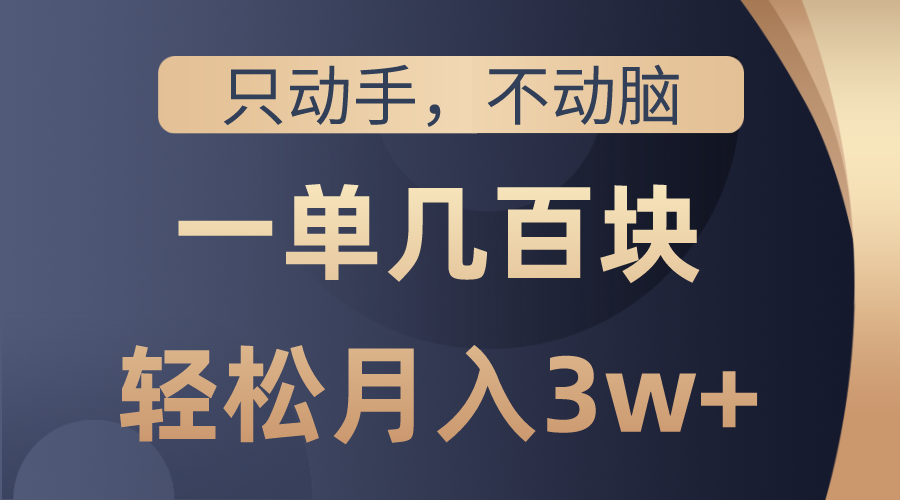 （10561期）只动手不动脑，一单几百块，轻松月入3w+，看完就能直接操作，详细教程网赚项目-副业赚钱-互联网创业-资源整合华本网创