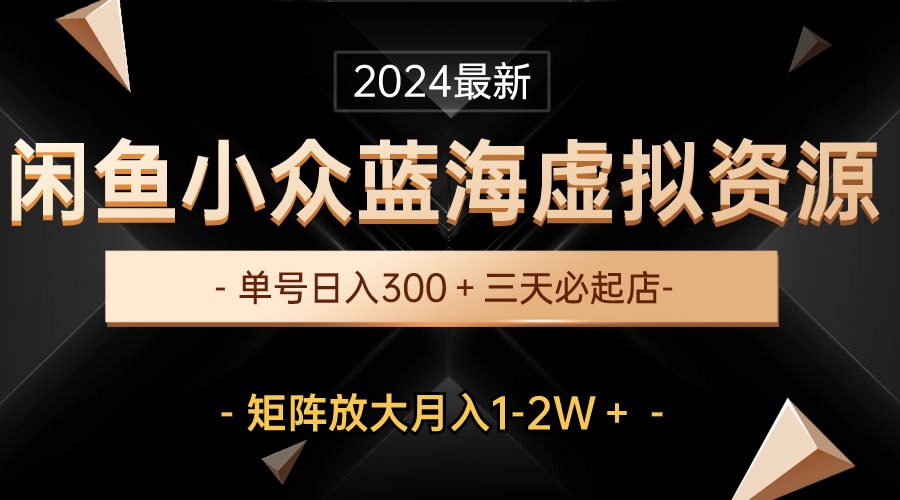 （10336期）最新闲鱼小众蓝海虚拟资源，单号日入300＋，三天必起店，矩阵放大月入1-2W网赚项目-副业赚钱-互联网创业-资源整合华本网创