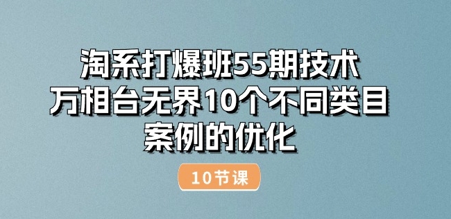 淘系打爆班55期技术：万相台无界10个不同类目案例的优化(10节)网赚项目-副业赚钱-互联网创业-资源整合华本网创