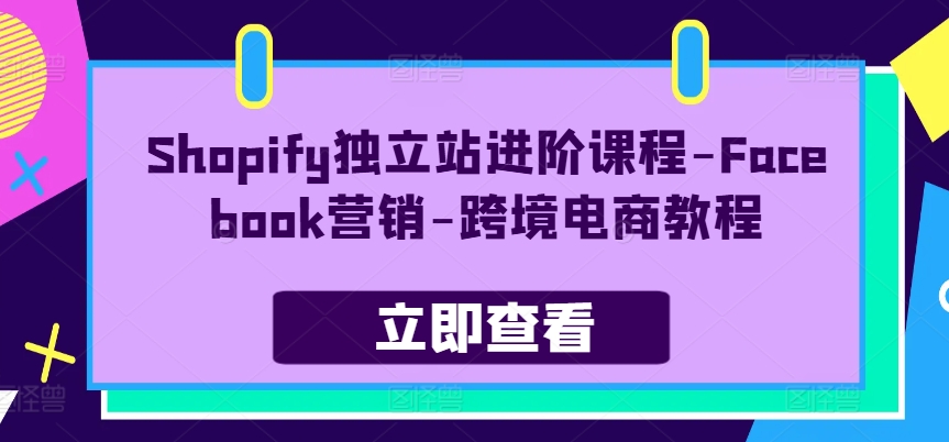 Shopify独立站进阶课程-Facebook营销-跨境电商教程网赚项目-副业赚钱-互联网创业-资源整合华本网创