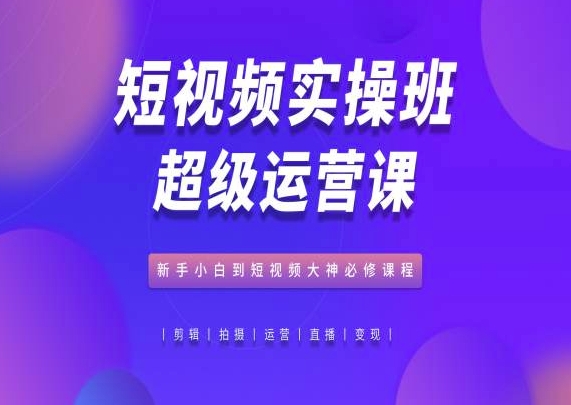 短视频实操班超级运营课，新手小白到短视频大神必修课程网赚项目-副业赚钱-互联网创业-资源整合华本网创