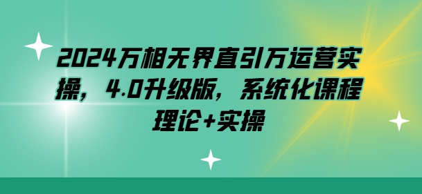 2024万相无界直引万运营实操，4.0升级版，系统化课程 理论+实操网赚项目-副业赚钱-互联网创业-资源整合华本网创