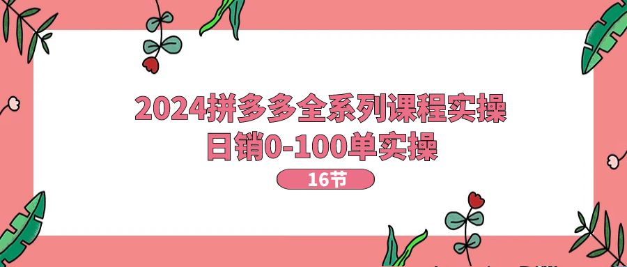 （11222期）2024拼多多全系列课程实操，日销0-100单实操【16节课】网赚项目-副业赚钱-互联网创业-资源整合华本网创