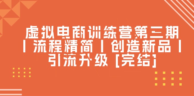 虚拟电商训练营第三期丨流程精简丨创造新品丨引流升级网赚项目-副业赚钱-互联网创业-资源整合华本网创