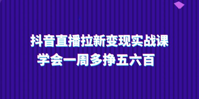 抖音直播拉新变现实操课，学会一周多挣五六百（15节课）网赚项目-副业赚钱-互联网创业-资源整合华本网创