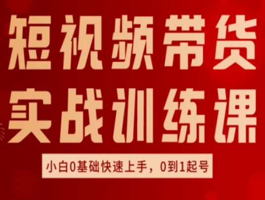 短视频带货实战训练课，好物分享实操，小白0基础快速上手，0到1起号网赚项目-副业赚钱-互联网创业-资源整合华本网创