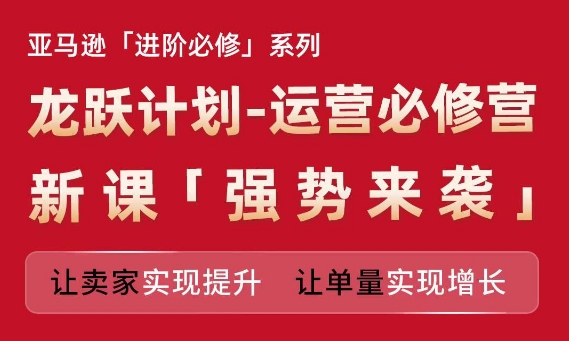 亚马逊进阶必修系列，龙跃计划-运营必修营新课，让卖家实现提升 让单量实现增长网赚项目-副业赚钱-互联网创业-资源整合华本网创