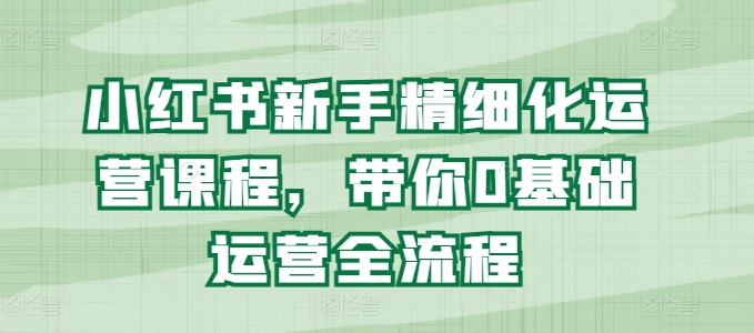 小红书新手精细化运营课程，带你0基础运营全流程网赚项目-副业赚钱-互联网创业-资源整合华本网创