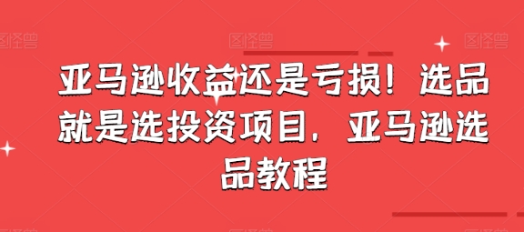 亚马逊收益还是亏损！选品就是选投资项目，亚马逊选品教程网赚项目-副业赚钱-互联网创业-资源整合华本网创