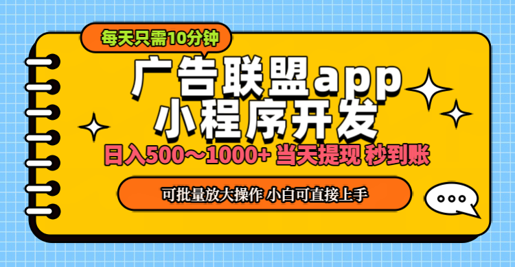 （11645期）小程序开发 广告赚钱 日入500~1000+ 小白轻松上手！网赚项目-副业赚钱-互联网创业-资源整合华本网创