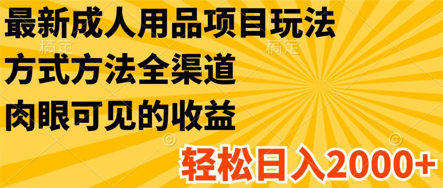 最新成人用品项目玩法，方式方法全渠道，肉眼可见的收益，轻松日入2000+网赚项目-副业赚钱-互联网创业-资源整合华本网创