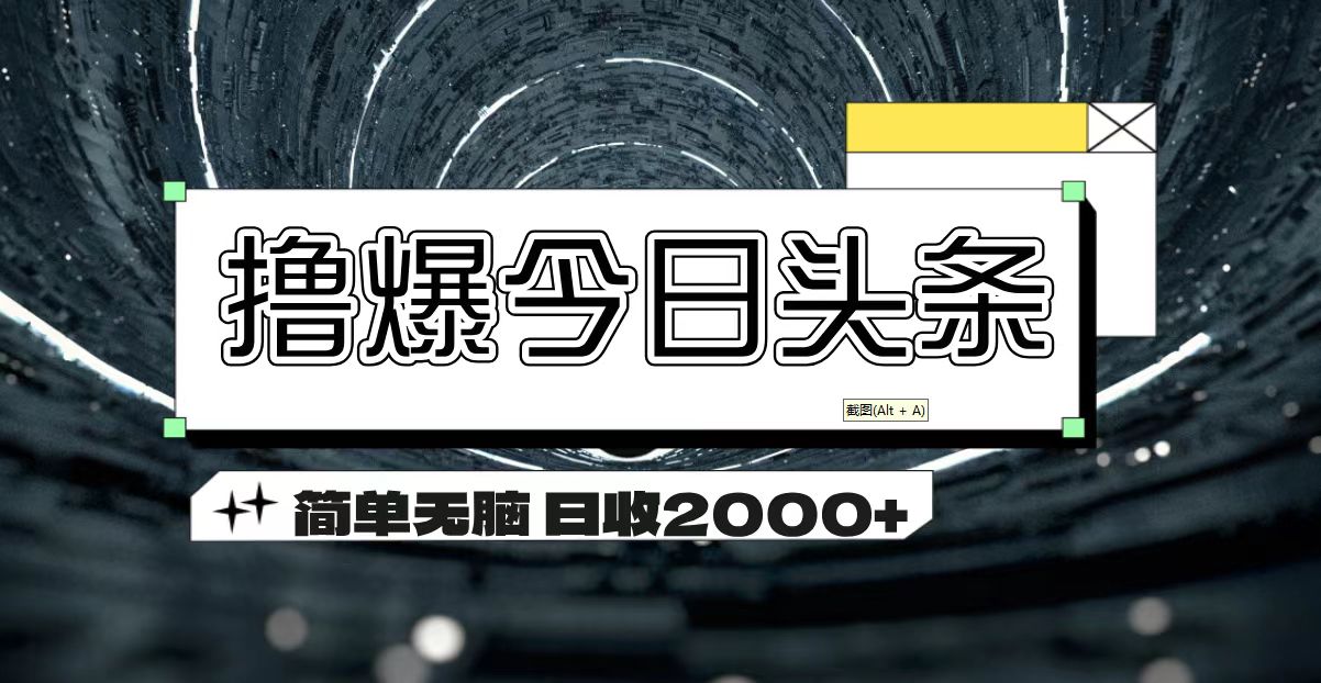 （11665期）撸爆今日头条 简单无脑操作 日收2000+网赚项目-副业赚钱-互联网创业-资源整合华本网创