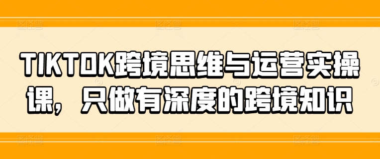 TIKTOK跨境思维与运营实操课，只做有深度的跨境知识网赚项目-副业赚钱-互联网创业-资源整合华本网创