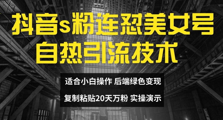 抖音s粉连怼美女号自热引流技术复制粘贴，20天万粉账号，无需实名制，矩阵操作网赚项目-副业赚钱-互联网创业-资源整合华本网创