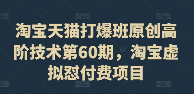 淘宝天猫打爆班原创高阶技术第60期，淘宝虚拟怼付费项目网赚项目-副业赚钱-互联网创业-资源整合华本网创