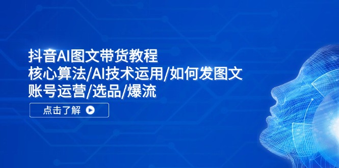 （11958期）抖音AI图文带货教程：核心算法/AI技术运用/如何发图文/账号运营/选品/爆流网赚项目-副业赚钱-互联网创业-资源整合华本网创