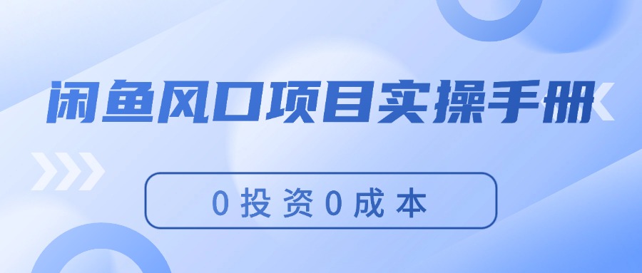 （11923期）闲鱼风口项目实操手册，0投资0成本，让你做到，月入过万，新手可做网赚项目-副业赚钱-互联网创业-资源整合华本网创