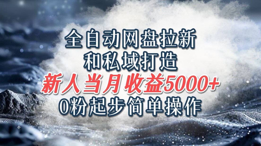 全自动网盘拉新和私域打造，0粉起步简单操作，新人入门当月收益5000以上网赚项目-副业赚钱-互联网创业-资源整合华本网创