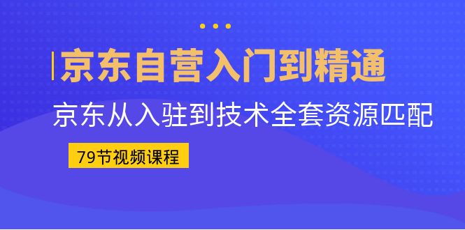 （6901期）京东自营入门到精通：京东从入驻到技术全套资源匹配（79节课）网赚项目-副业赚钱-互联网创业-资源整合华本网创