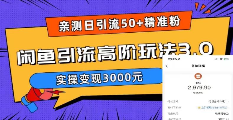 亲测日引50+精准粉，闲鱼引流高阶玩法3.0，实操变现3000元【揭秘】网赚项目-副业赚钱-互联网创业-资源整合华本网创