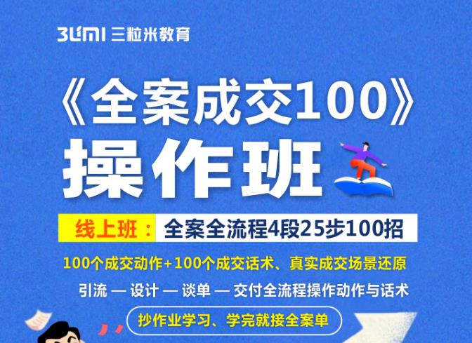 《全案成交100》全案全流程4段25步100招，操作班网赚项目-副业赚钱-互联网创业-资源整合华本网创