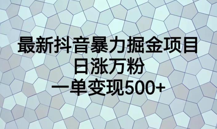 最新抖音暴力掘金项目，日涨万粉，一单变现500+【揭秘】网赚项目-副业赚钱-互联网创业-资源整合华本网创