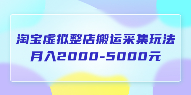 （5931期）淘宝虚拟整店搬运采集玩法分享课：月入2000-5000元（5节课）网赚项目-副业赚钱-互联网创业-资源整合华本网创