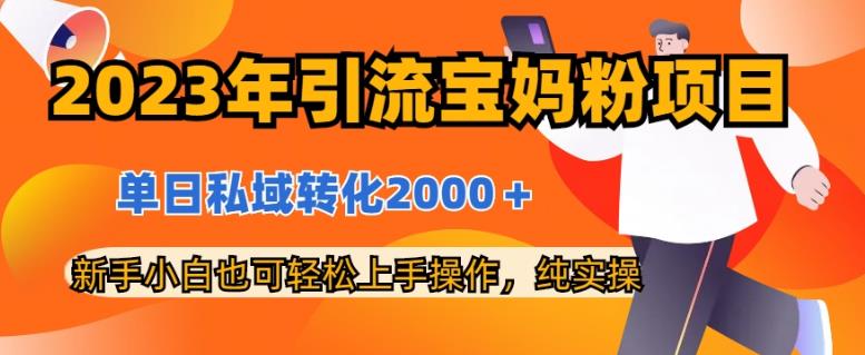 2023年引流宝妈粉项目，单日私域转化2000＋，新手小白也可轻松上手操作，纯实操网赚项目-副业赚钱-互联网创业-资源整合华本网创