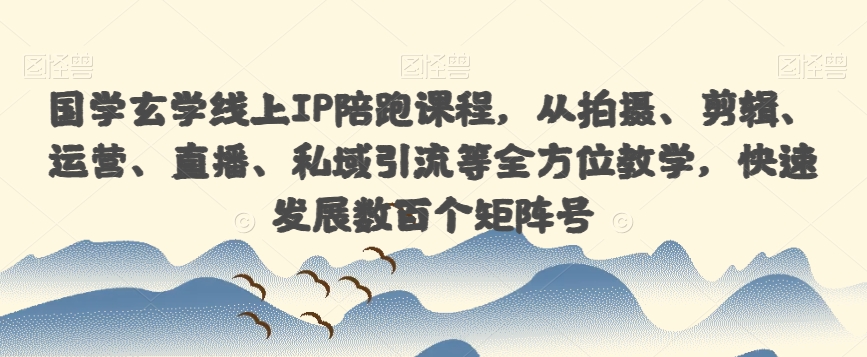 国学玄学线上IP陪跑课程，从拍摄、剪辑、运营、直播、私域引流等全方位教学，快速发展数百个矩阵号网赚项目-副业赚钱-互联网创业-资源整合华本网创