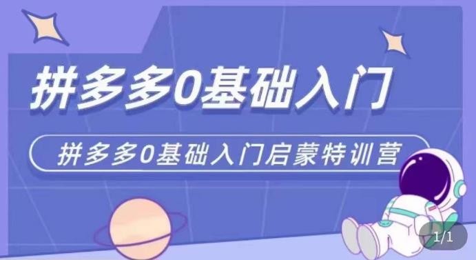 拼多多运营0-1实操特训营，拼多多0基础入门，从基础到进阶的可实操玩法网赚项目-副业赚钱-互联网创业-资源整合华本网创