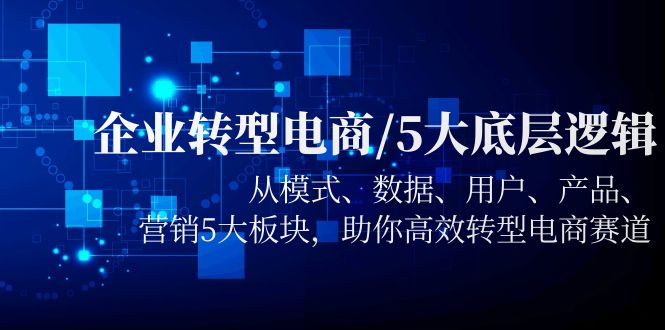 （5939期）企业转型电商/5大底层逻辑，从模式 数据 用户 产品 营销5大板块，高效转型网赚项目-副业赚钱-互联网创业-资源整合华本网创