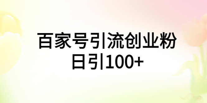 （5994期）百家号引流创业粉日引100+有手机电脑就可以操作！网赚项目-副业赚钱-互联网创业-资源整合华本网创