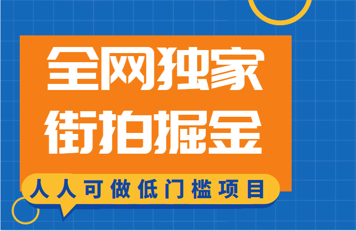 全网独家一街拍掘金，低门槛人人可做的赚钱项目网赚项目-副业赚钱-互联网创业-资源整合华本网创