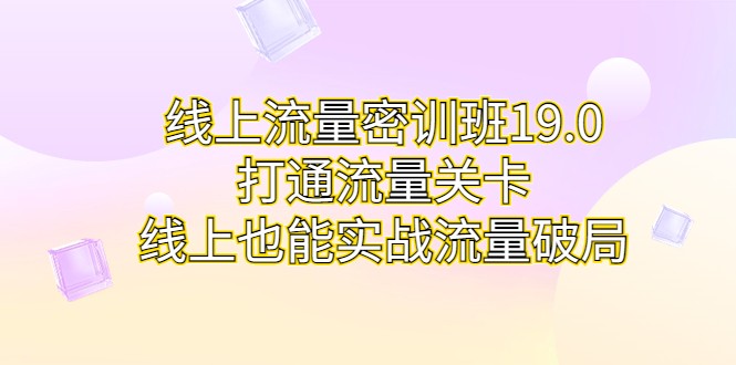 线上流量密训班19.0，打通流量关卡，线上也能实战流量破局网赚项目-副业赚钱-互联网创业-资源整合华本网创