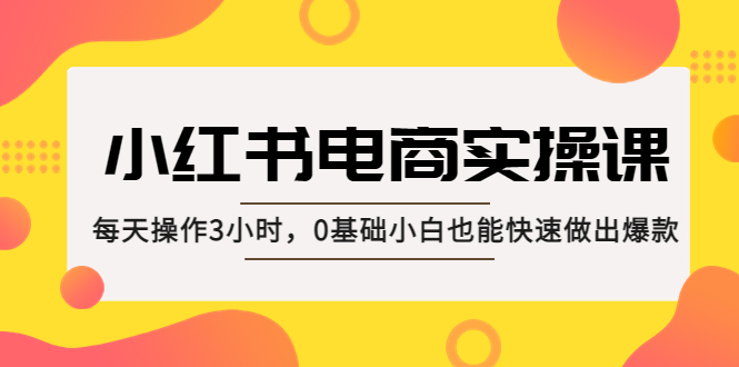 （5190期）小红书·电商实操课：每天操作3小时，0基础小白也能快速做出爆款！网赚项目-副业赚钱-互联网创业-资源整合华本网创