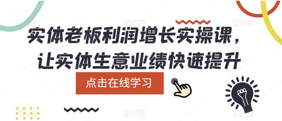 实体老板利润增长实操课，让实体生意业绩快速提升网赚项目-副业赚钱-互联网创业-资源整合华本网创