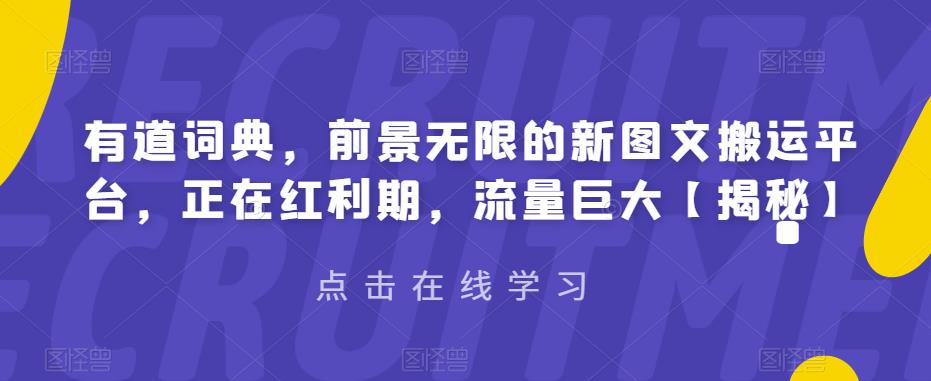 有道词典，前景无限的新图文搬运平台，正在红利期，流量巨大【揭秘】网赚项目-副业赚钱-互联网创业-资源整合华本网创