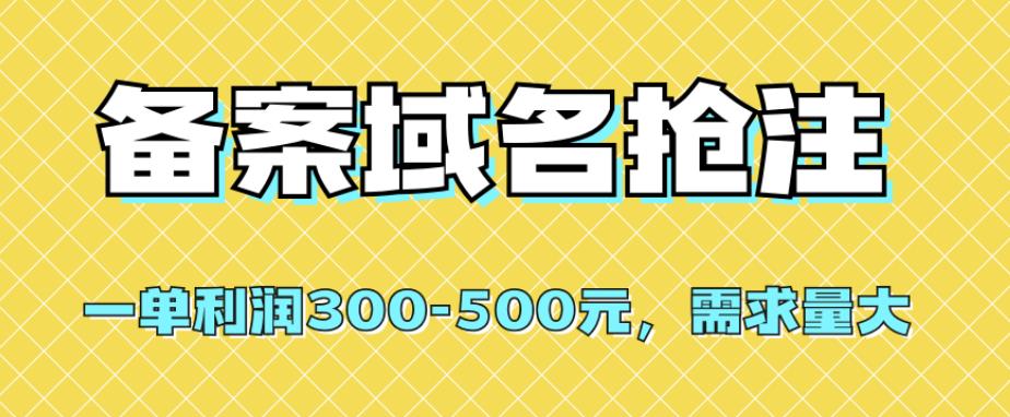 【全网首发】备案域名抢注，一单利润300-500元，需求量大网赚项目-副业赚钱-互联网创业-资源整合华本网创