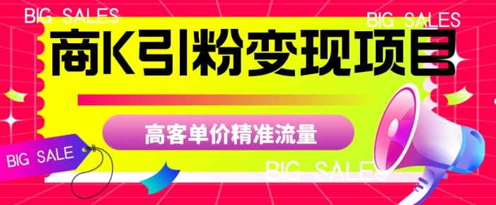 商K引粉变现项目，高客单价精准流量【揭秘】网赚项目-副业赚钱-互联网创业-资源整合华本网创