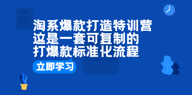 （6478期）淘系爆款打造特训营：这是一套可复制的打爆款标准化流程网赚项目-副业赚钱-互联网创业-资源整合华本网创